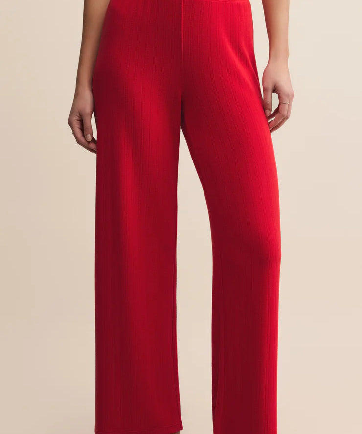 Luxe Pointelle Pant : Festive Red