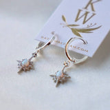 Silver Opalite Star Huggies