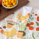 Garden Chickens Tea Towel - Farmhouse Kitchen Towel