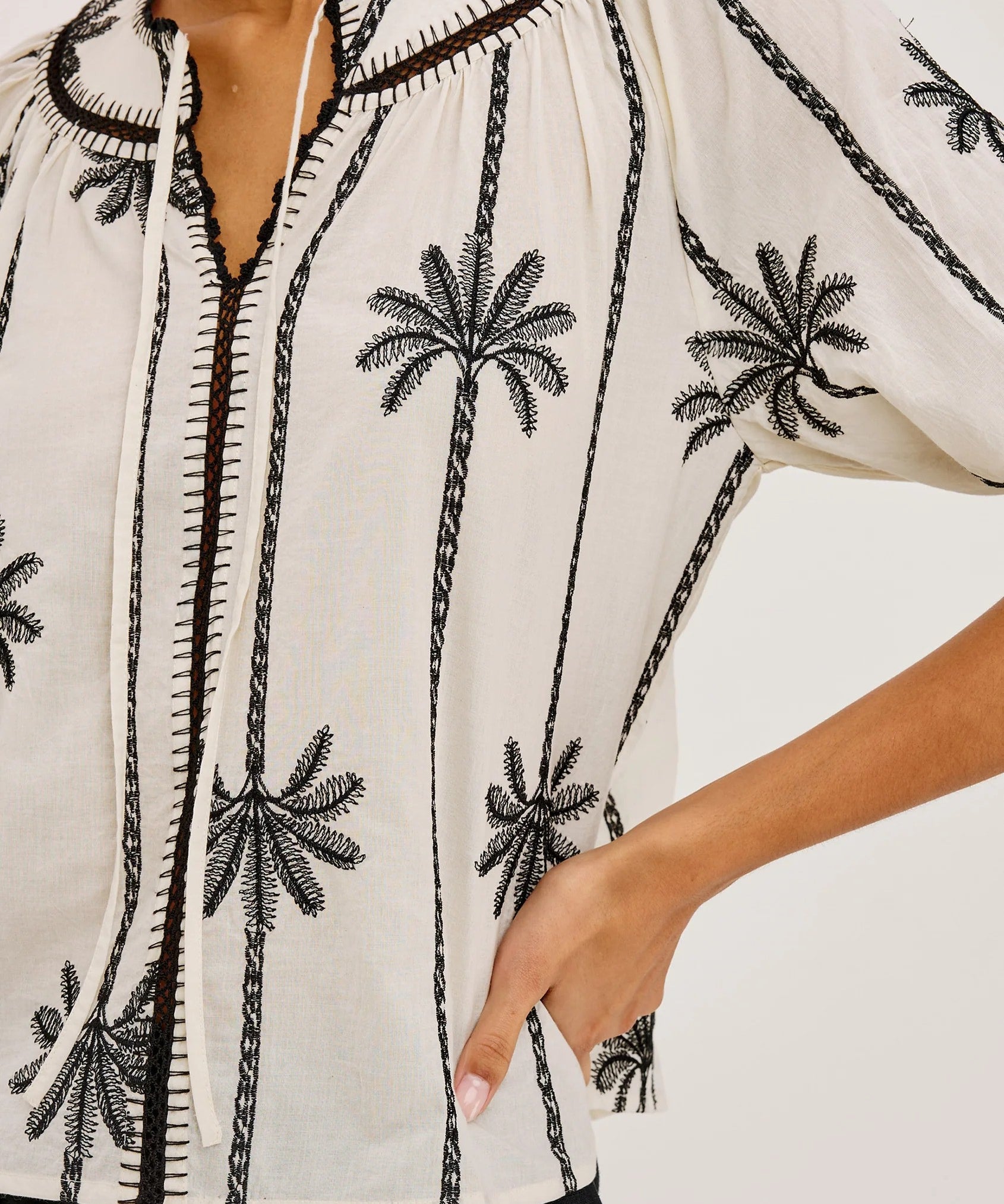 Belina Top : Embroidered Palms