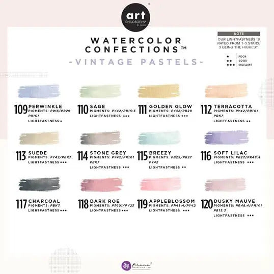Watercolor Confections - Vintage Pastel - 1 Tin - 12 Colors