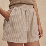 Darina Short 4" || Birch Taupe Stripe