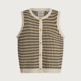 Aura Knit Top - Egret/ Golden Olive
