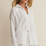 The Perfect Airy Gauze Button Up : White