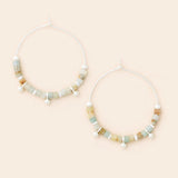 Stone Disc Hoop Earring - Amazonite/Silver