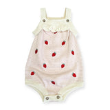 Strawberry Embroidered Knit  Romper