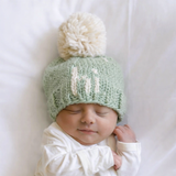 Hi. Sage Green Hand Knit Beanie Hat