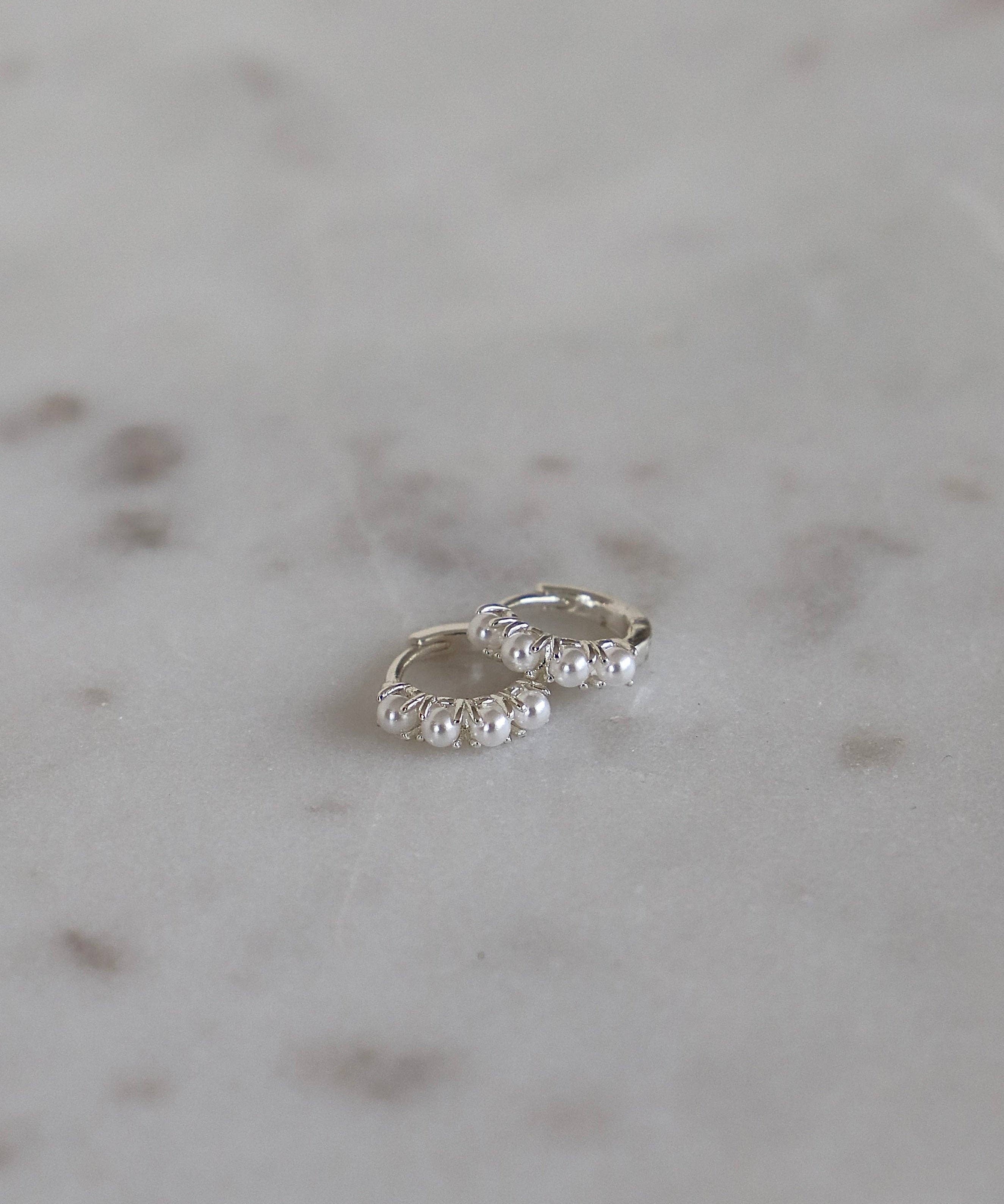 Mini Pear Hoops : Silver