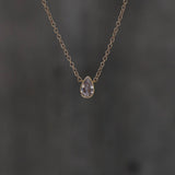 Floating Pear Bezel Necklace : Gold