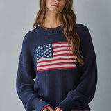 Navy American Flag Knit Pullover