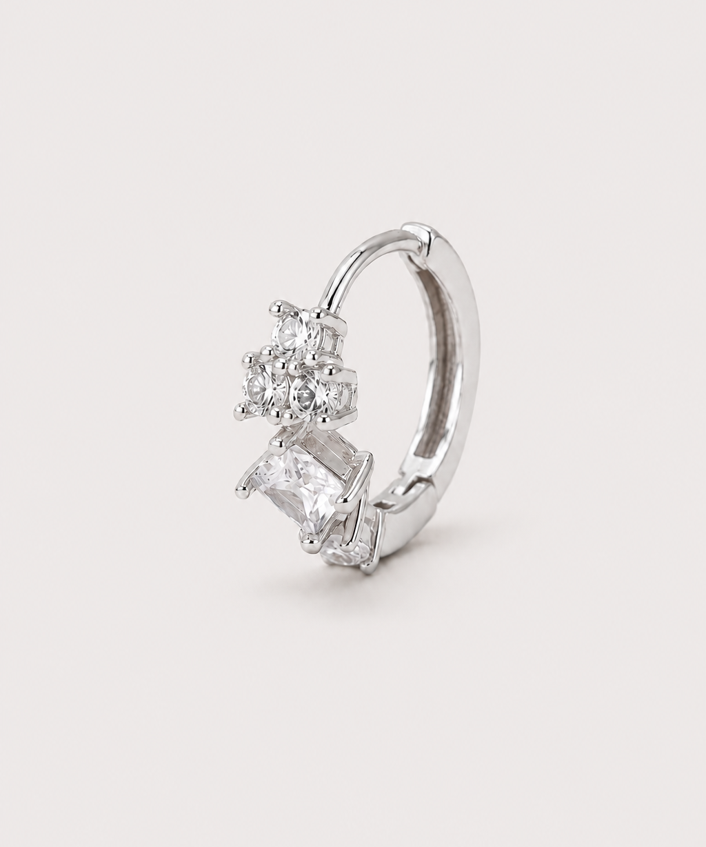 Lumi CZ Cluster Earrings : Silver