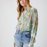 Shirred Button-Up Blouse GR