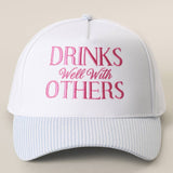 Drink Well With Others Embroidered Seersucker Brim Hat: Blue