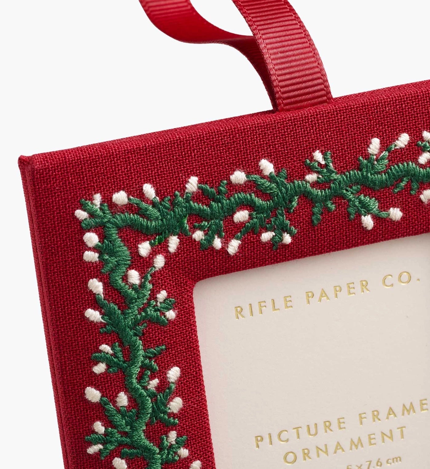 Holiday Vines Embroidered Picture Frame Ornament