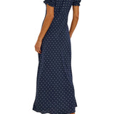 Allison Polka Dot Lace Trim Midi Dress