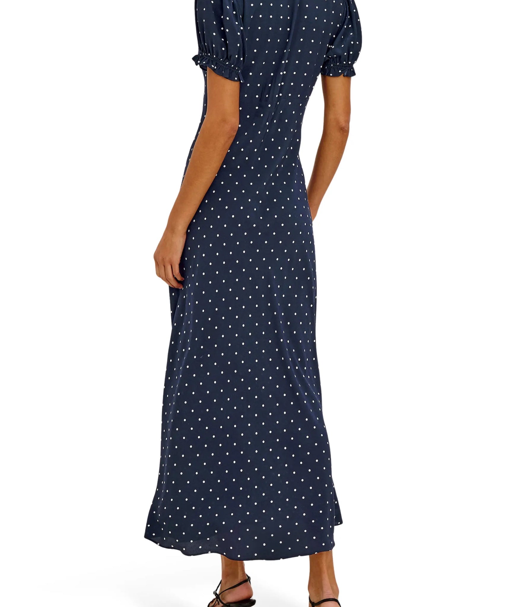 Allison Polka Dot Lace Trim Midi Dress