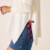 White Catalina Tie Side Crewneck : Petite