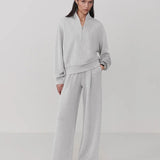 The Wide Leg Pant 28" | Light Grey Marl