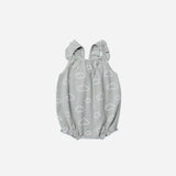 ribbed ruffle romper | clouds