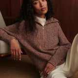 Sherida Half-Zip Knit Sweater | Gingerbread Fleck