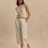 Ellison Crop Wide-Leg Pant 24" - Birch Marl