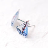 Summer Nautical Sailboat Earrings in red and blue