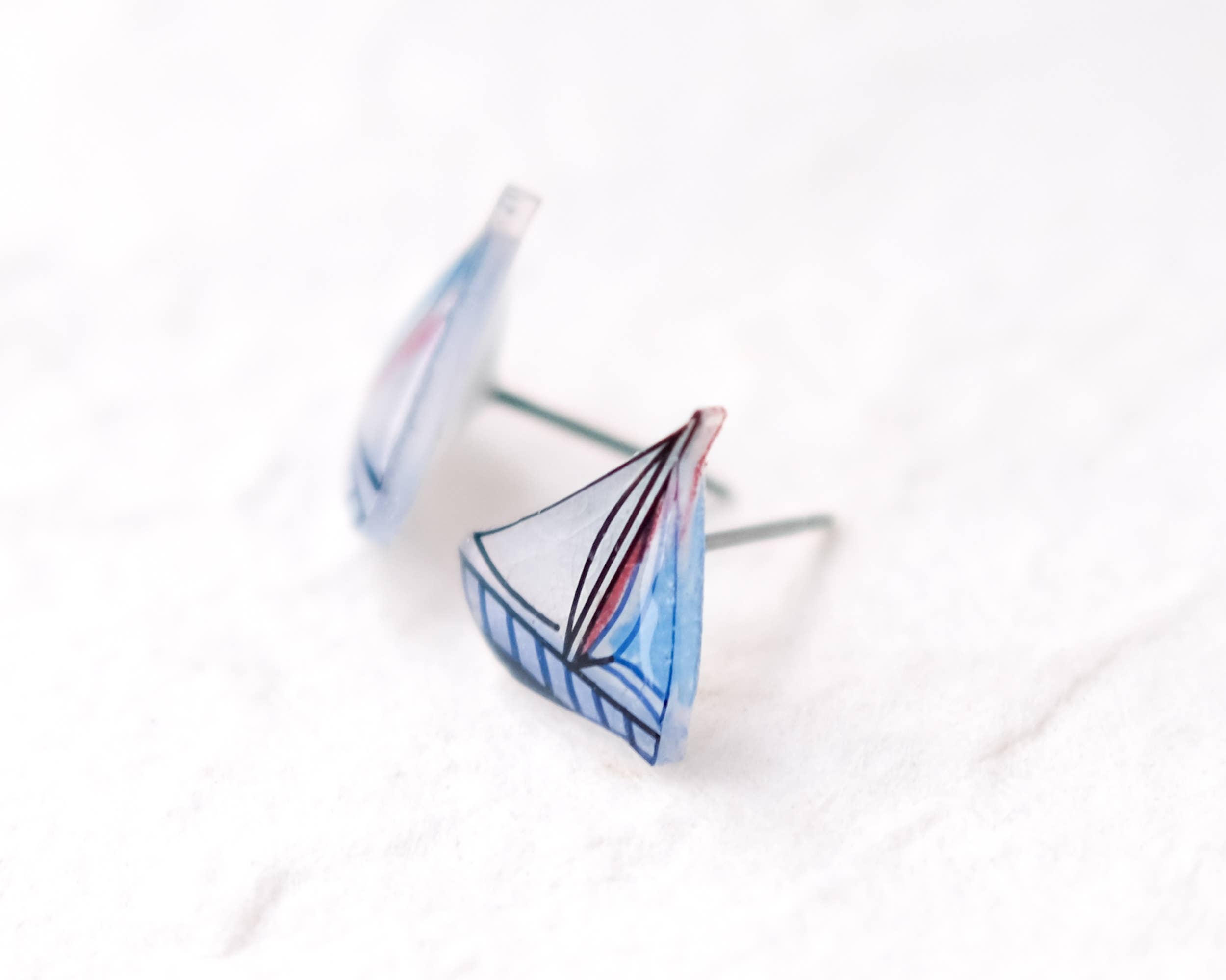 Summer Nautical Sailboat Earrings in red and blue