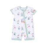Golfing Teddy Bears - Shortie 2 Way Zipper Romper: