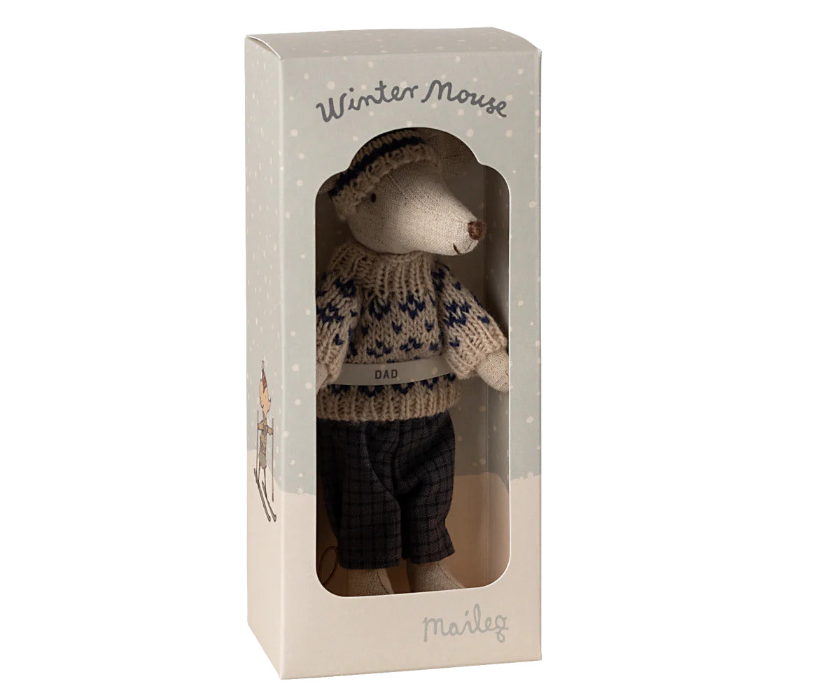 Winter mouse with ski set, Dad - Blue