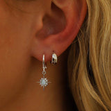 Silver Opalite Star Huggies