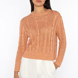 Kinross Sequin Cable Crew : Sunset