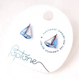 Summer Nautical Sailboat Earrings in red and blue