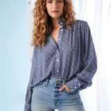 Shirred Button Up Blouse
