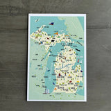 Michigan 4" X 6" Postcard Whimsical