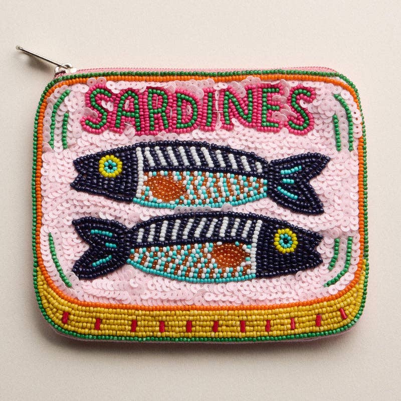 Beaded Sardine Tin Clutch – Pink Hand-Embroidered