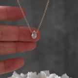Floating Pear Bezel Necklace : Gold