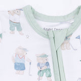 Golfing Teddy Bears - Shortie 2 Way Zipper Romper: