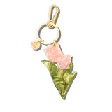 Hand-painted Vintage Tulips Bag Charm + Keychain: Pink
