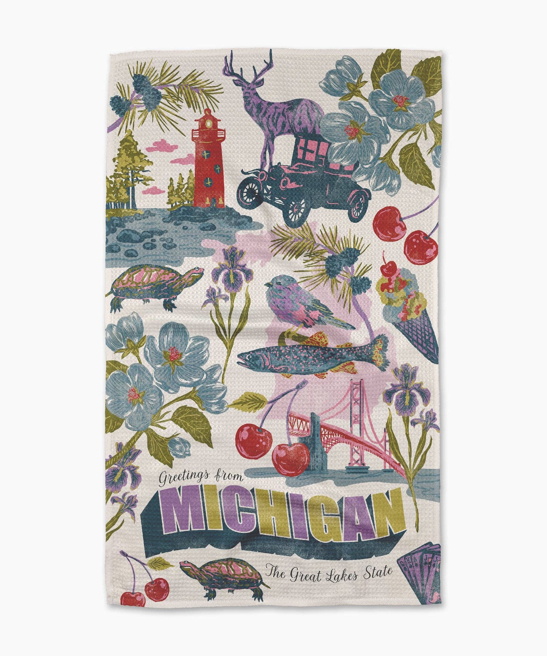 Greetings From Michigan Tea Towel
