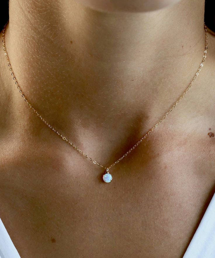 Opal Drop Necklace : Gold