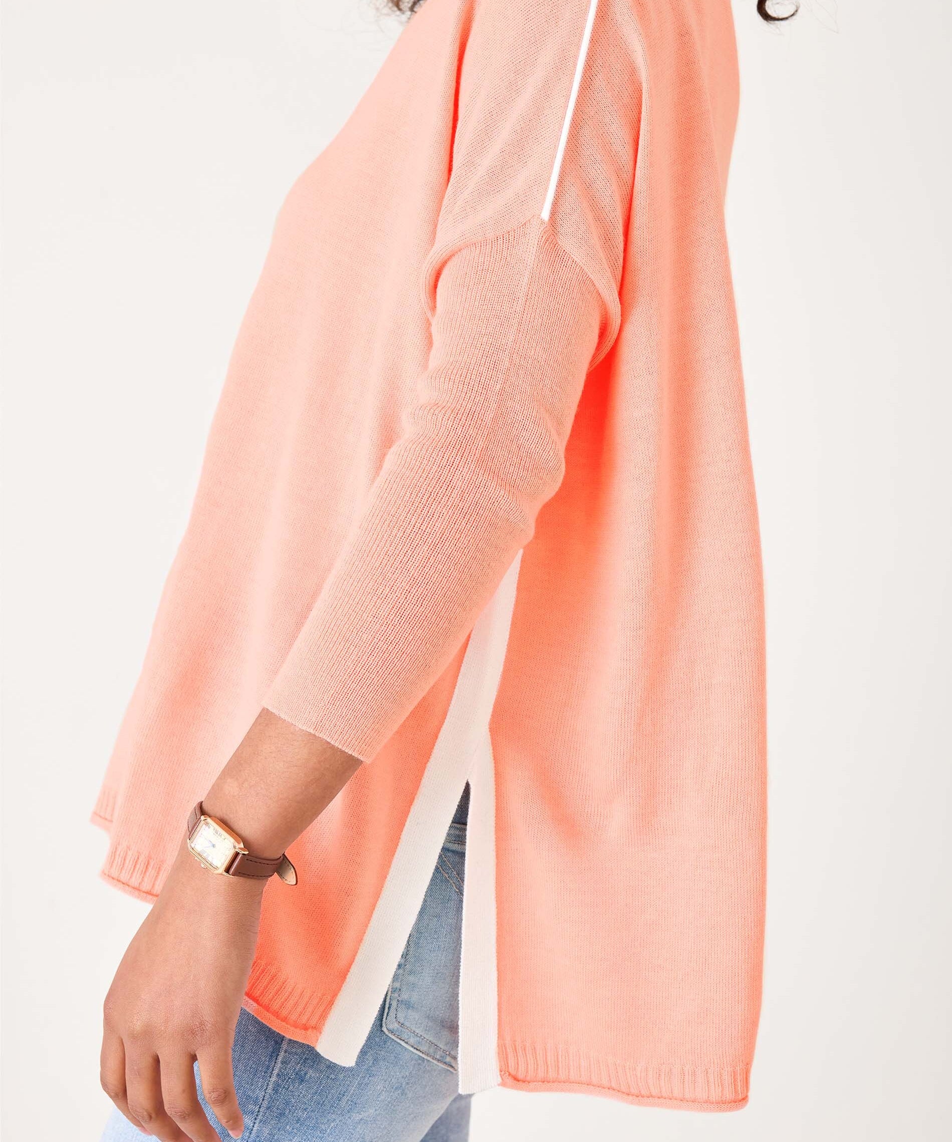 Catalina Sweater :  Peach + White Contrast Petite