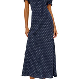 Allison Polka Dot Lace Trim Midi Dress