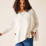 White Catalina Tie Side Crewneck : Petite