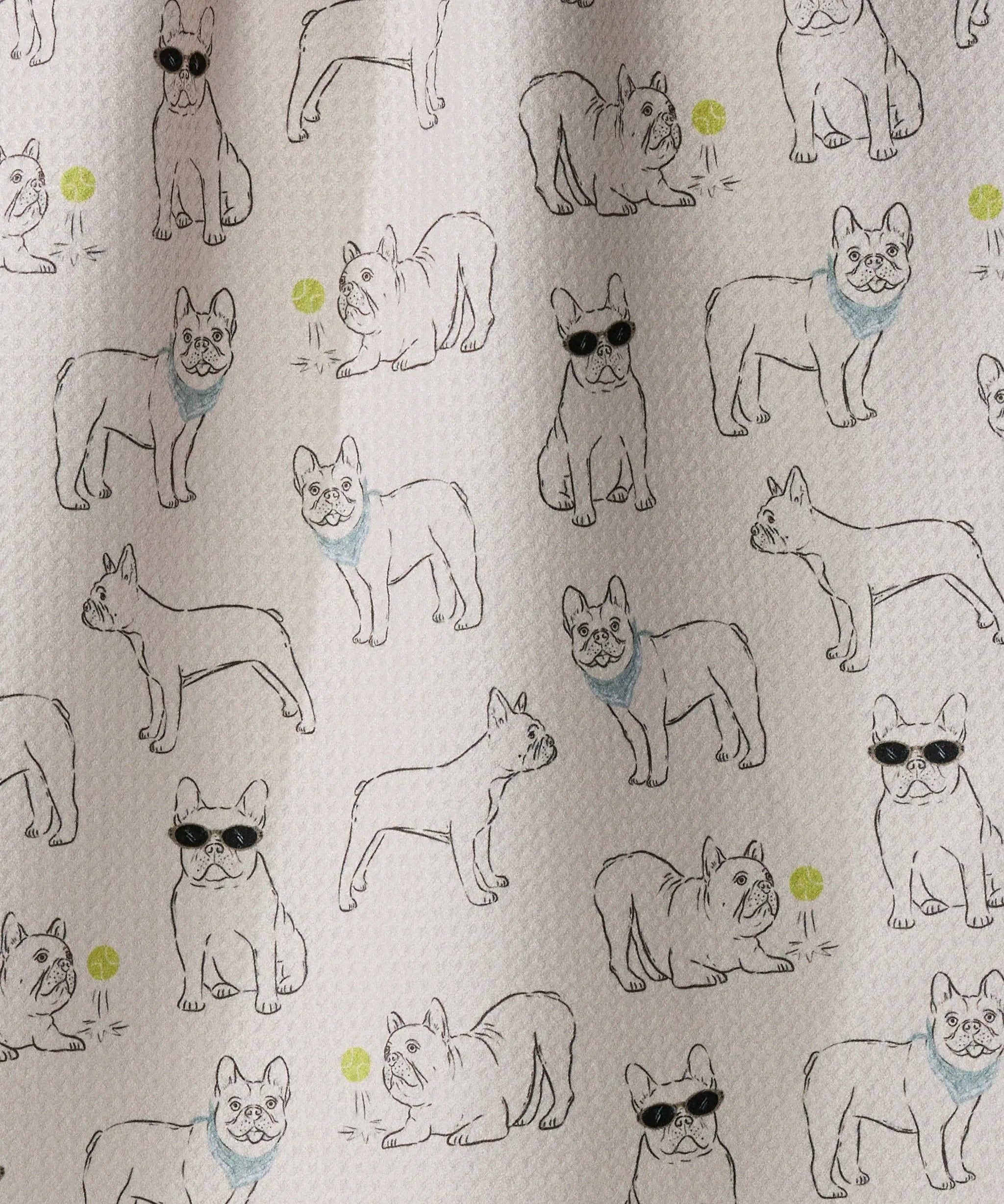 Frenchie Frolic Tea Towel: Poppy