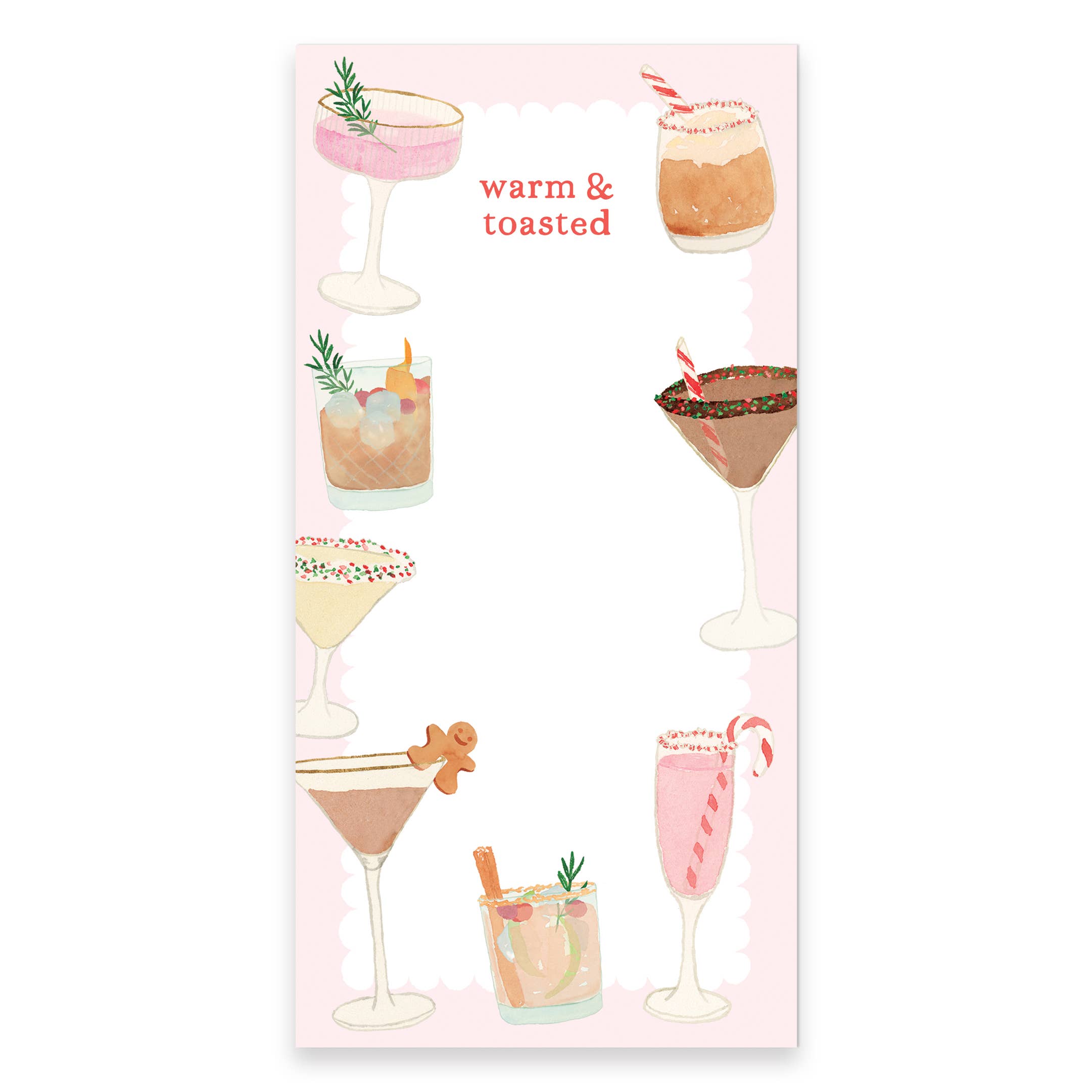 Holiday Cocktails Notepad | Christmas Drinks Notepad | 4"x8"