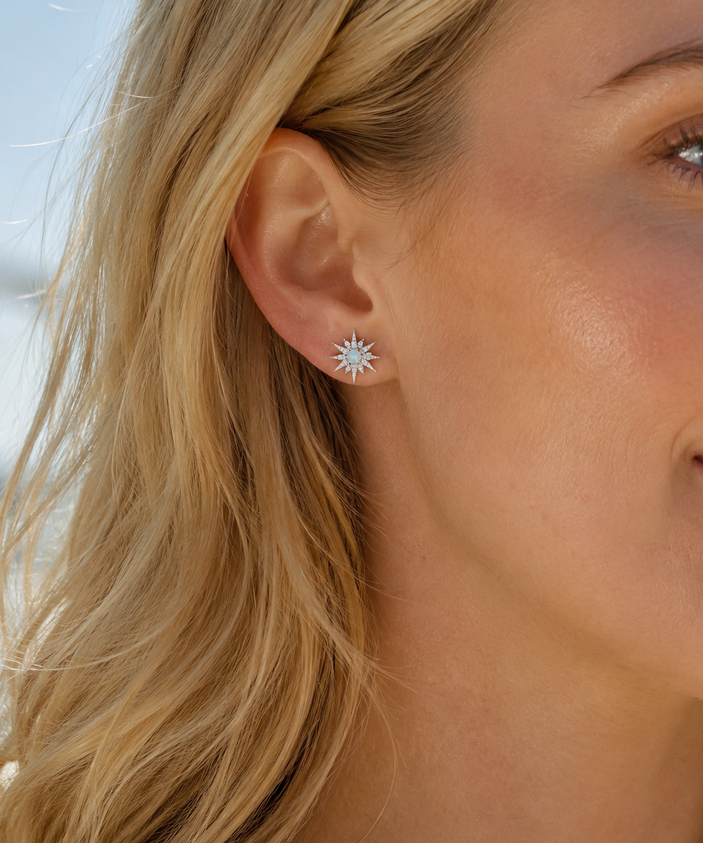 Opal Star Studs : Silver