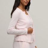 Pointelle Rib Cardigan with Scallop Trim : Pink Sand