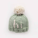 Hi. Sage Green Hand Knit Beanie Hat
