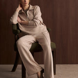 The Wide Leg Pant 28" : Mushroom