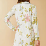 Pajama Sleep Shirt || Floral Vine Stripe Blue